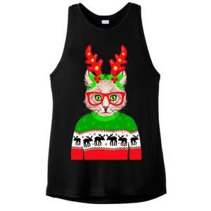 Funny Hipster Christmas Party Cat Ladies PosiCharge Tri-Blend Wicking Tank