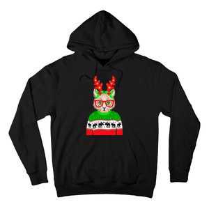 Funny Hipster Christmas Party Cat Hoodie