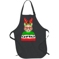 Funny Hipster Christmas Party Cat Full-Length Apron With Pockets