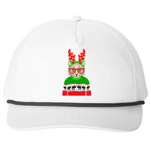 Funny Hipster Christmas Party Cat Snapback Five-Panel Rope Hat