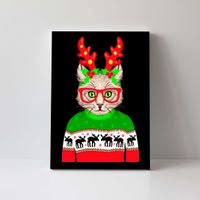 Funny Hipster Christmas Party Cat Canvas