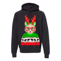 Funny Hipster Christmas Party Cat Premium Hoodie