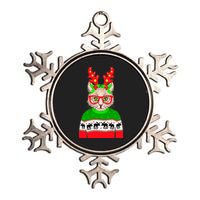 Funny Hipster Christmas Party Cat Metallic Star Ornament