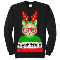 Funny Hipster Christmas Party Cat Tall Sweatshirt