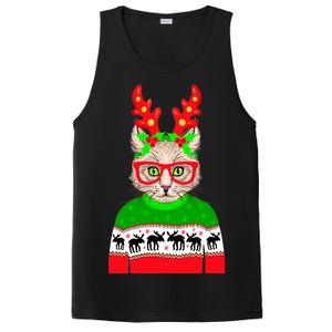 Funny Hipster Christmas Party Cat PosiCharge Competitor Tank