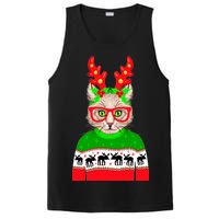 Funny Hipster Christmas Party Cat PosiCharge Competitor Tank