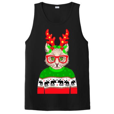 Funny Hipster Christmas Party Cat PosiCharge Competitor Tank