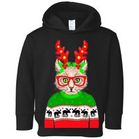 Funny Hipster Christmas Party Cat Toddler Hoodie