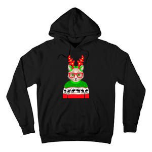 Funny Hipster Christmas Party Cat Tall Hoodie