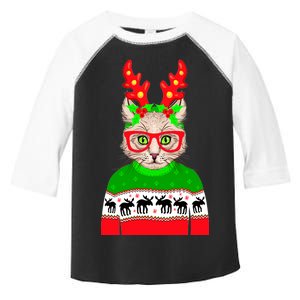 Funny Hipster Christmas Party Cat Toddler Fine Jersey T-Shirt