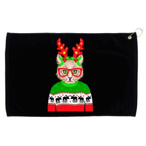 Funny Hipster Christmas Party Cat Grommeted Golf Towel