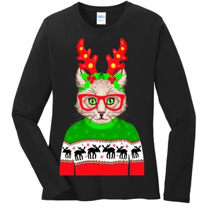 Funny Hipster Christmas Party Cat Ladies Long Sleeve Shirt