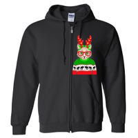 Funny Hipster Christmas Party Cat Full Zip Hoodie