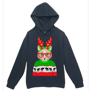 Funny Hipster Christmas Party Cat Urban Pullover Hoodie