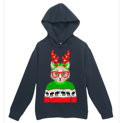 Funny Hipster Christmas Party Cat Urban Pullover Hoodie