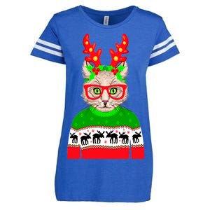 Funny Hipster Christmas Party Cat Enza Ladies Jersey Football T-Shirt