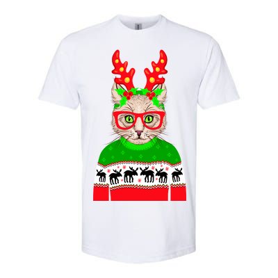 Funny Hipster Christmas Party Cat Softstyle CVC T-Shirt