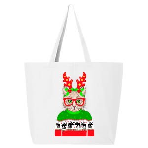 Funny Hipster Christmas Party Cat 25L Jumbo Tote