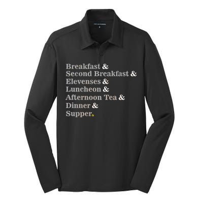 Funny Hobbit Meals Silk Touch Performance Long Sleeve Polo