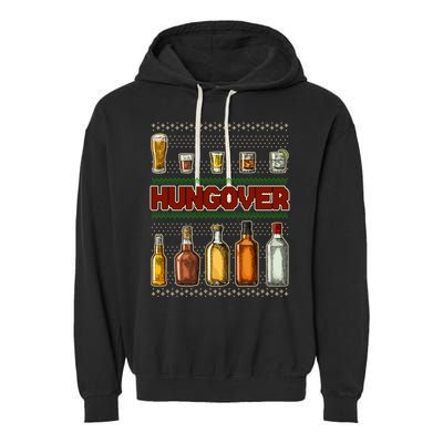 Funny Hungover Drunk Ugly Christmas Sweater Garment-Dyed Fleece Hoodie