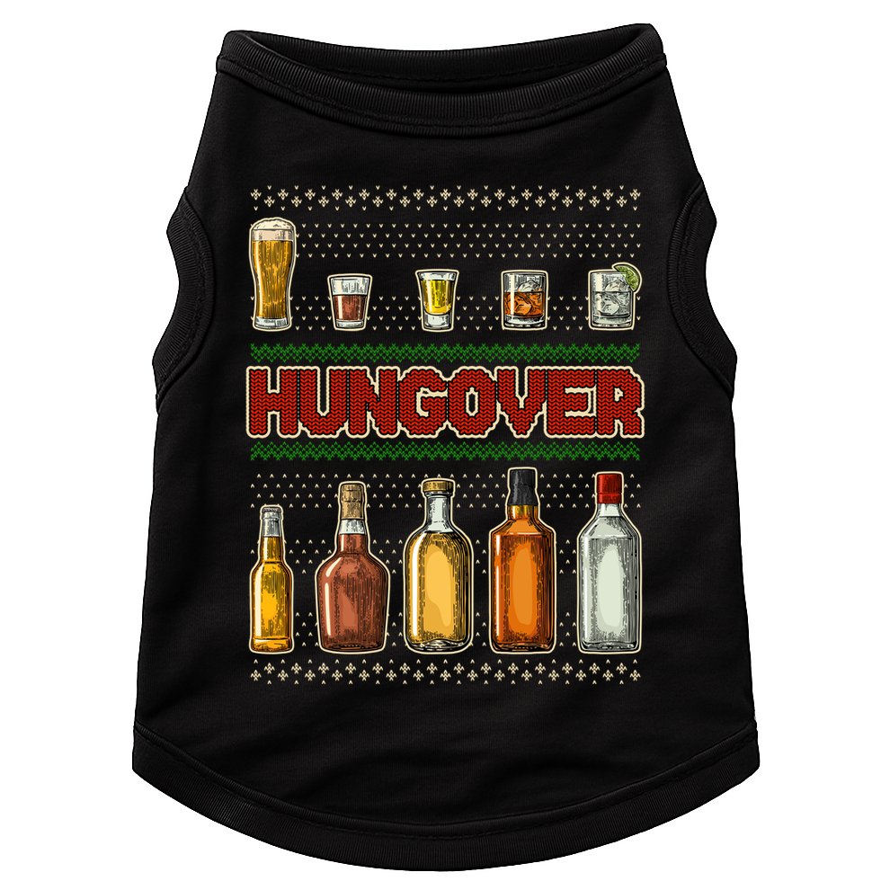 Funny Hungover Drunk Ugly Christmas Sweater Doggie Tank