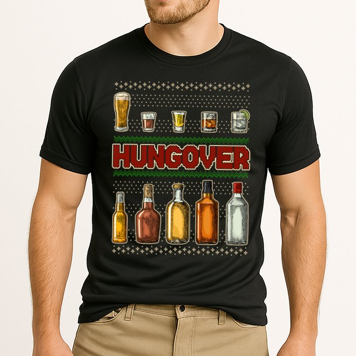 Funny Hungover Drunk Ugly Christmas Sweater Cooling Performance Crew T-Shirt