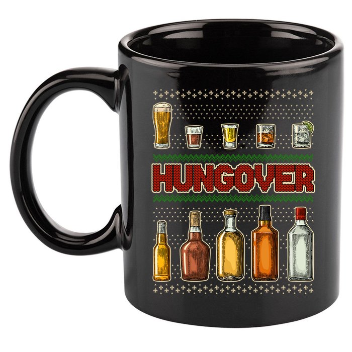 Funny Hungover Drunk Ugly Christmas Sweater 11oz C Handle Ceramic Mug
