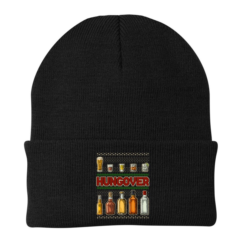 Funny Hungover Drunk Ugly Christmas Sweater Beanie