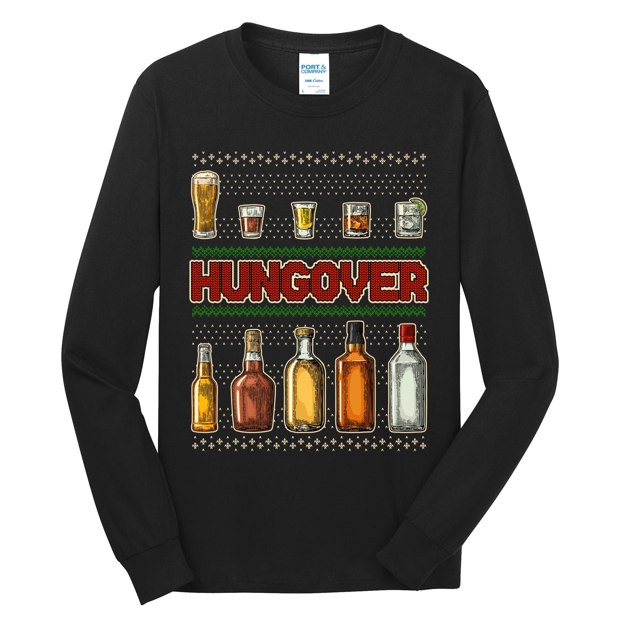 Funny Hungover Drunk Ugly Christmas Sweater Tall Long Sleeve T-Shirt