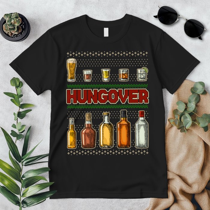 Funny Hungover Drunk Ugly Christmas Sweater Premium T-Shirt