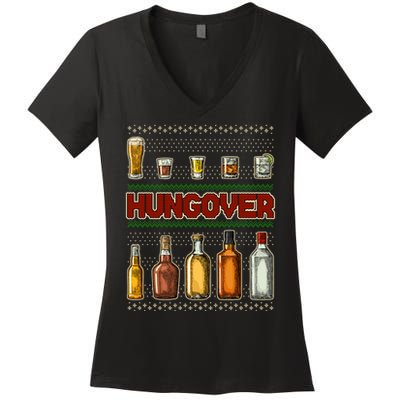 Funny Hungover Drunk Ugly Christmas Sweater Women's V-Neck T-Shirt