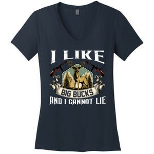 Funny Hunting Bucks Women's V-Neck T-Shirt