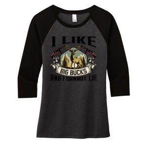 Funny Hunting Bucks Women's Tri-Blend 3/4-Sleeve Raglan Shirt