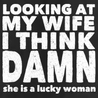 Funny Husband Lucky Wife 7 Panel Mesh Trucker Snapback Hat