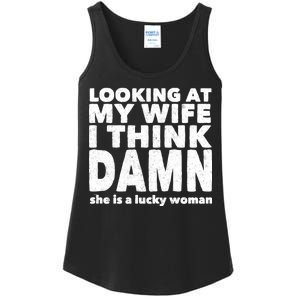 Funny Husband Lucky Wife Ladies Essential Tank