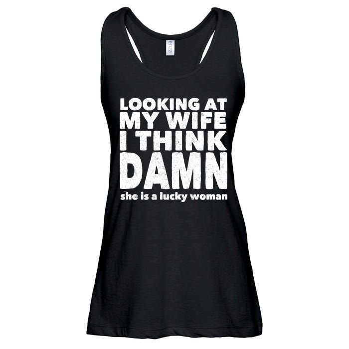 Funny Husband Lucky Wife Ladies Essential Flowy Tank