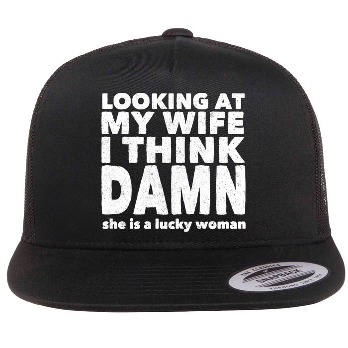 Funny Husband Lucky Wife Flatbill Hat