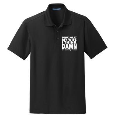 Funny Husband Lucky Wife Dry Zone Grid Polo