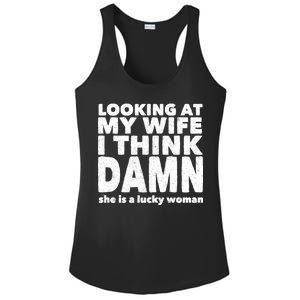 Funny Husband Lucky Wife Ladies PosiCharge Competitor Racerback Tank