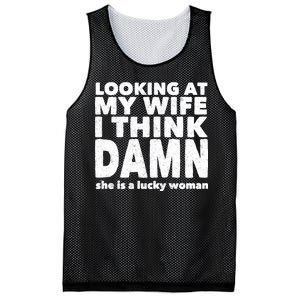 Funny Husband Lucky Wife Mesh Reversible Basketball Jersey Tank