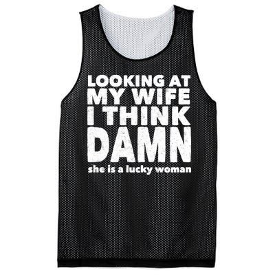 Funny Husband Lucky Wife Mesh Reversible Basketball Jersey Tank