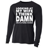 Funny Husband Lucky Wife Cooling Performance Long Sleeve Crew