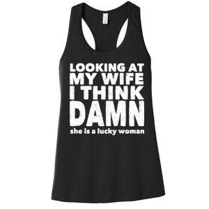 Funny Husband Lucky Wife Women's Racerback Tank