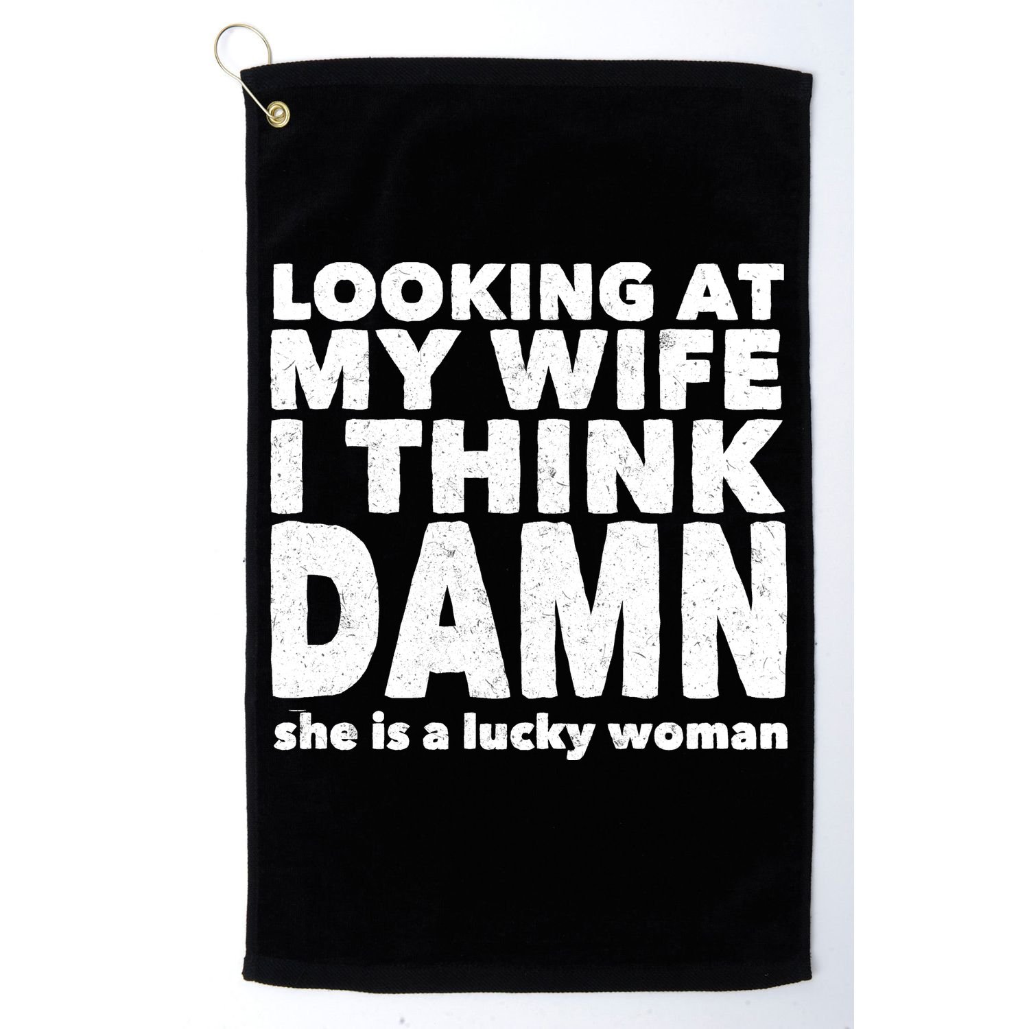 Funny Husband Lucky Wife Golf Towel