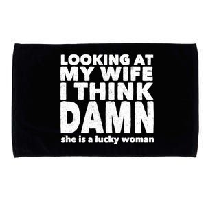 Funny Husband Lucky Wife Microfiber Hand Towel