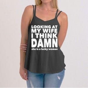 Funny Husband Lucky Wife Women's Strappy Tank