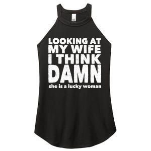 Funny Husband Lucky Wife Women's Perfect Tri Rocker Tank