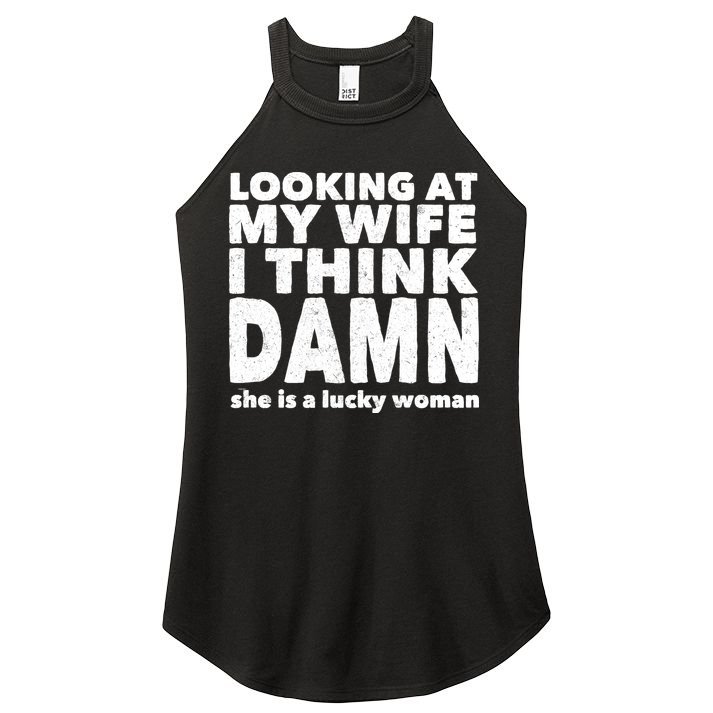 Funny Husband Lucky Wife Women's Perfect Tri Rocker Tank