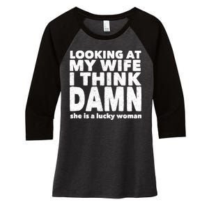 Funny Husband Lucky Wife Women's Tri-Blend 3/4-Sleeve Raglan Shirt