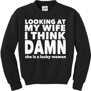 Funny Husband Lucky Wife Kids Sweatshirt